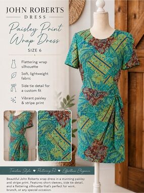 Paisley Print Faux Wrap Dress